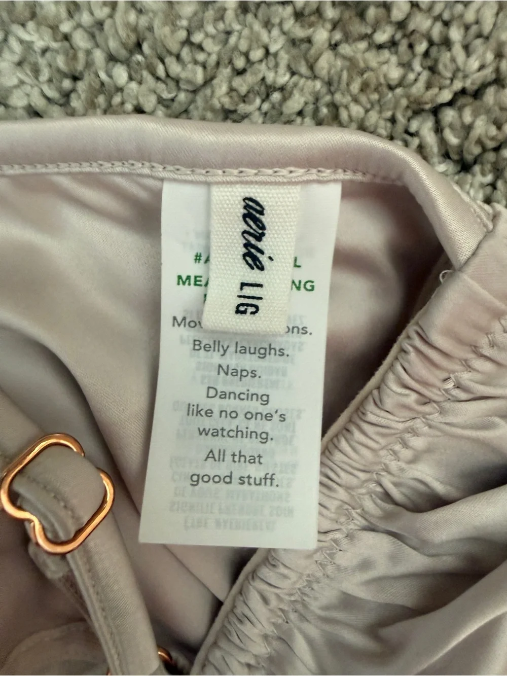 aerie Satin Ruffle Bralette & Bikini Set - Blush Pink
